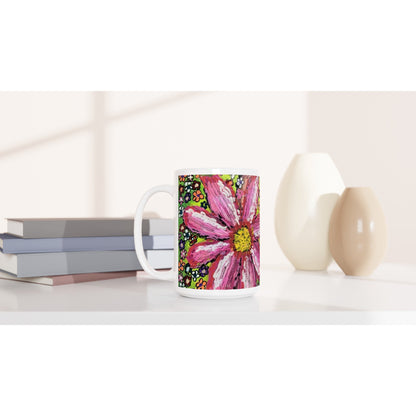 White 15oz Ceramic Mug  - A Multitude of Flowers | Kid-Epics Expressions