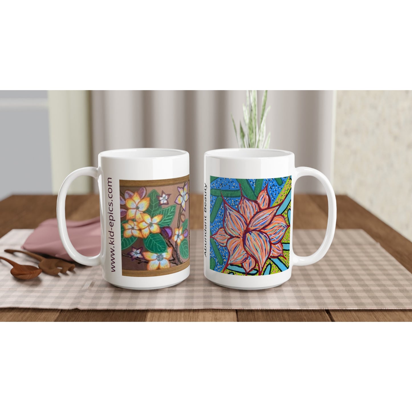 White 15oz Ceramic Mug - Abundant Beauty | Kid-Epics Expressions