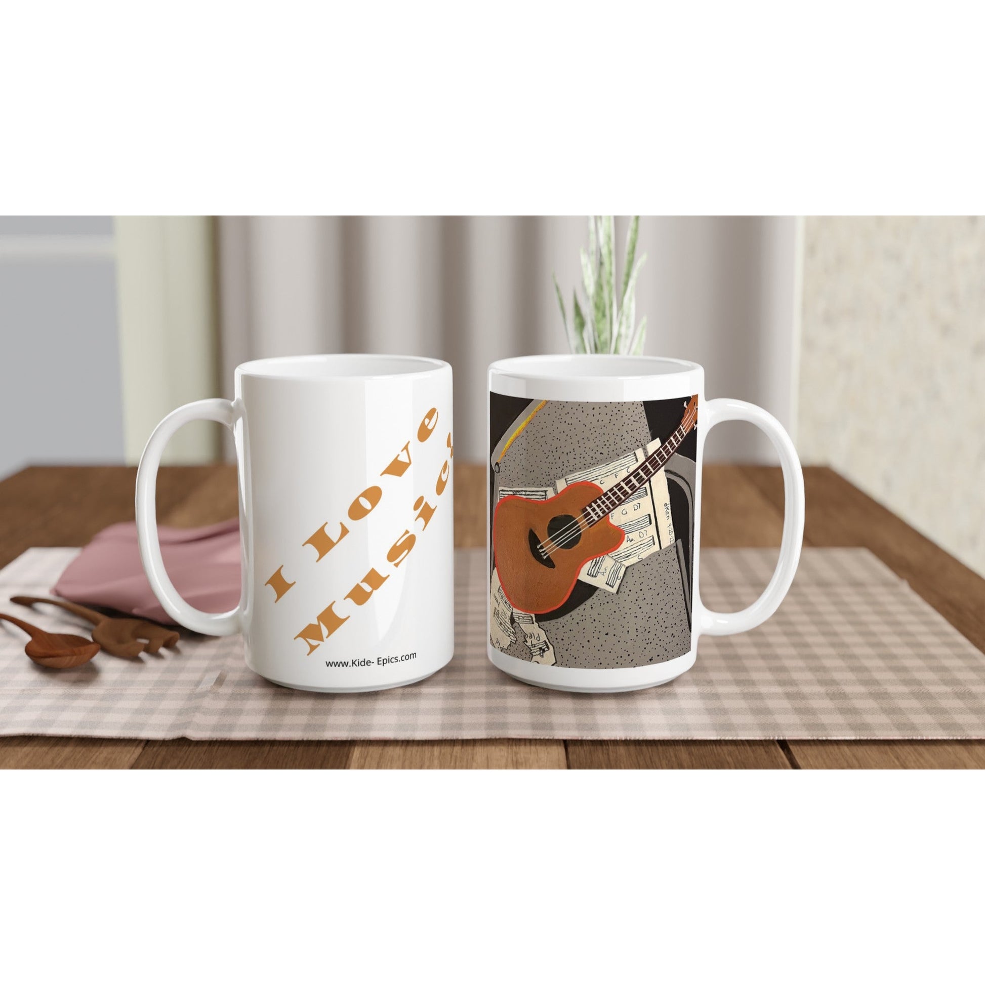 White 15oz Ceramic Mug I Love Music! | Kid-Epics Expressions