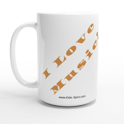 White 15oz Ceramic Mug I Love Music! | Kid-Epics Expressions